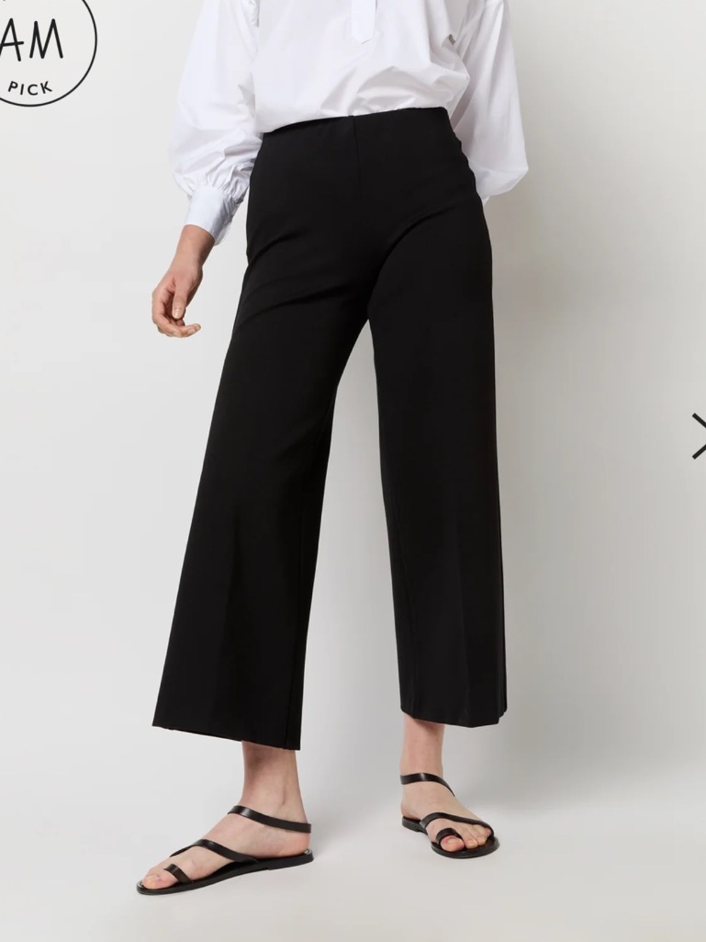 Ann Mashburn Faye Wide-Leg Cropped Pants in Black sz S #H1